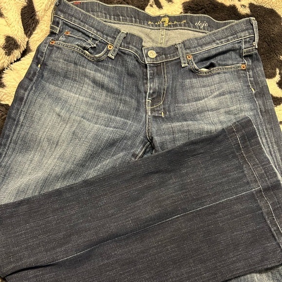 Dark Blue Women's Jeans with Decorative Back Pocket Stitchin7FAMK Dojos - Picture 2 of 4